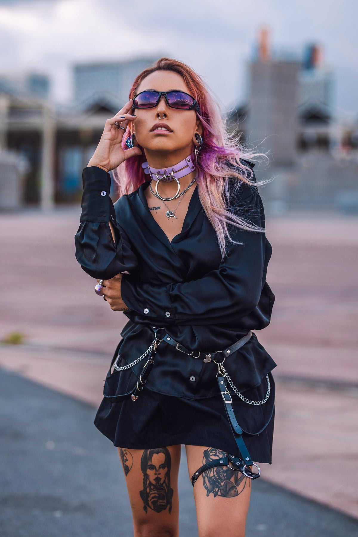Close-up editorial portrait wearing EYENEED eyewear